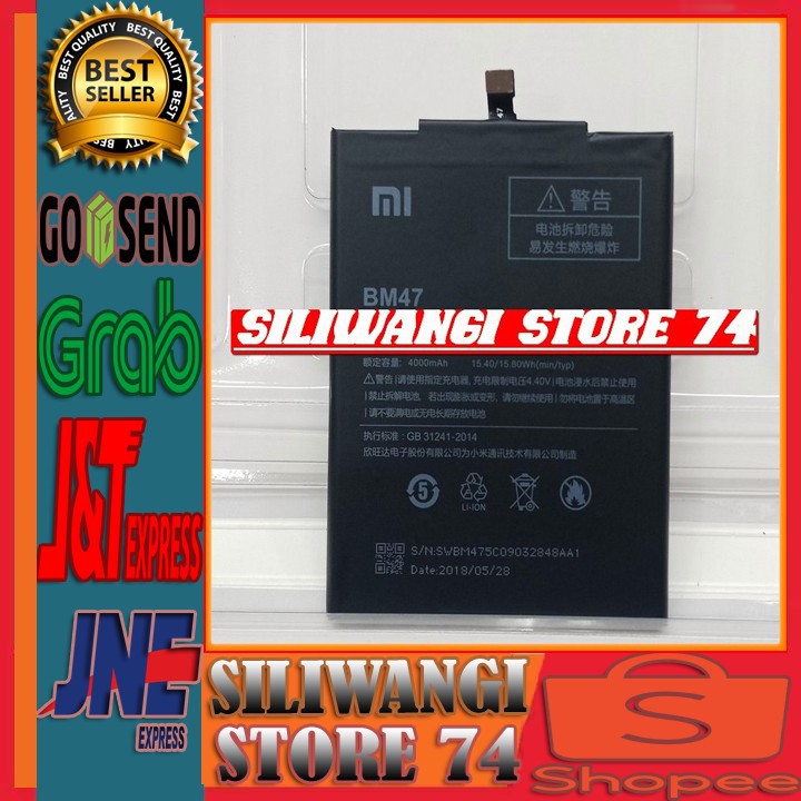 Battery Baterai Batre XIAOMI Redmi 3 PRO 3S Redmi 3X Redmi 4X Prime BM47 BM 47 ORIGINAL XIAOMI 100%
