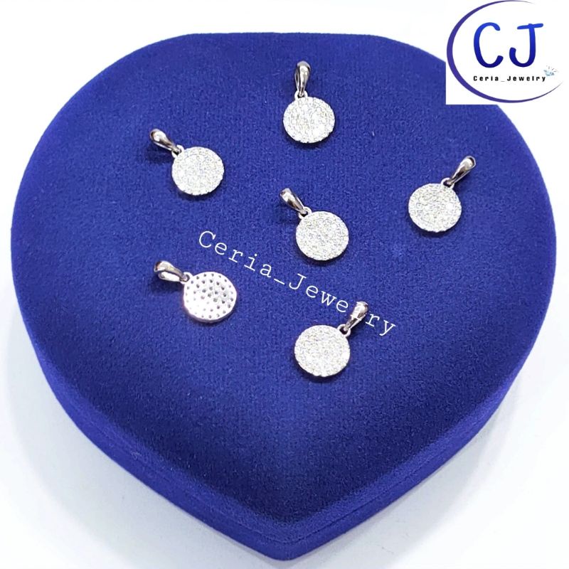 KALUNG PERAK WANITA SILVER ASLI 925 LAPIS EMAS PUTIH LIONTIN BULAT - PERAK ASLI 925 ANTI KARAT