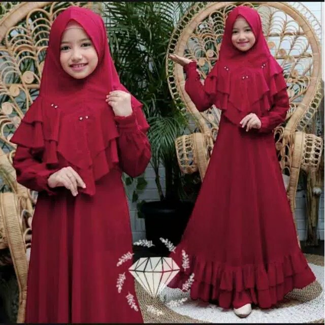 GAMIS ANAK TANGGUNG MARYANTI SYARI KIDS | bahan SHAKILA untuk anak umur 9 - 15 thn FREE HIJAB