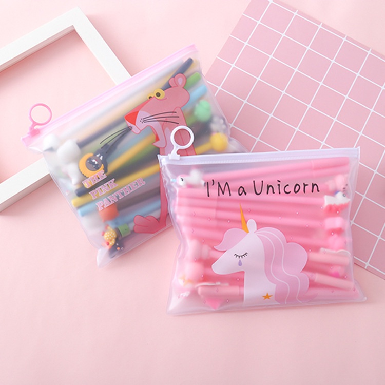 OVERFLOWS.ID ZIPPER POUCH CACTUS UNICORN TEMPAT PENSIL TRANSPARANT FLAT POUCH IMPORT KAKTUS