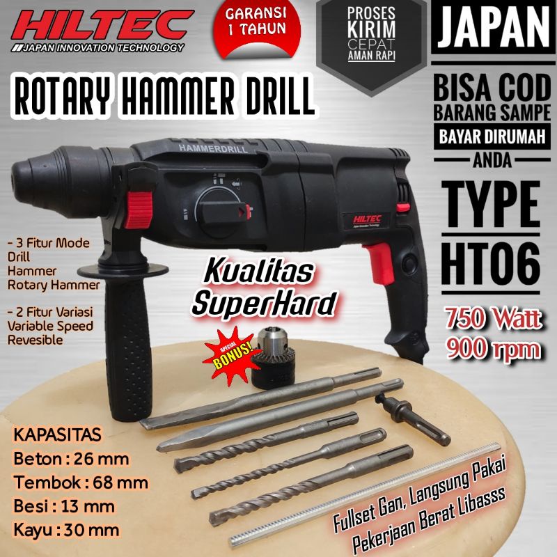 Promo Mesin Jack Hammer Drill jebol bobok beton tembok terbaik impact drill Hiltec HT06