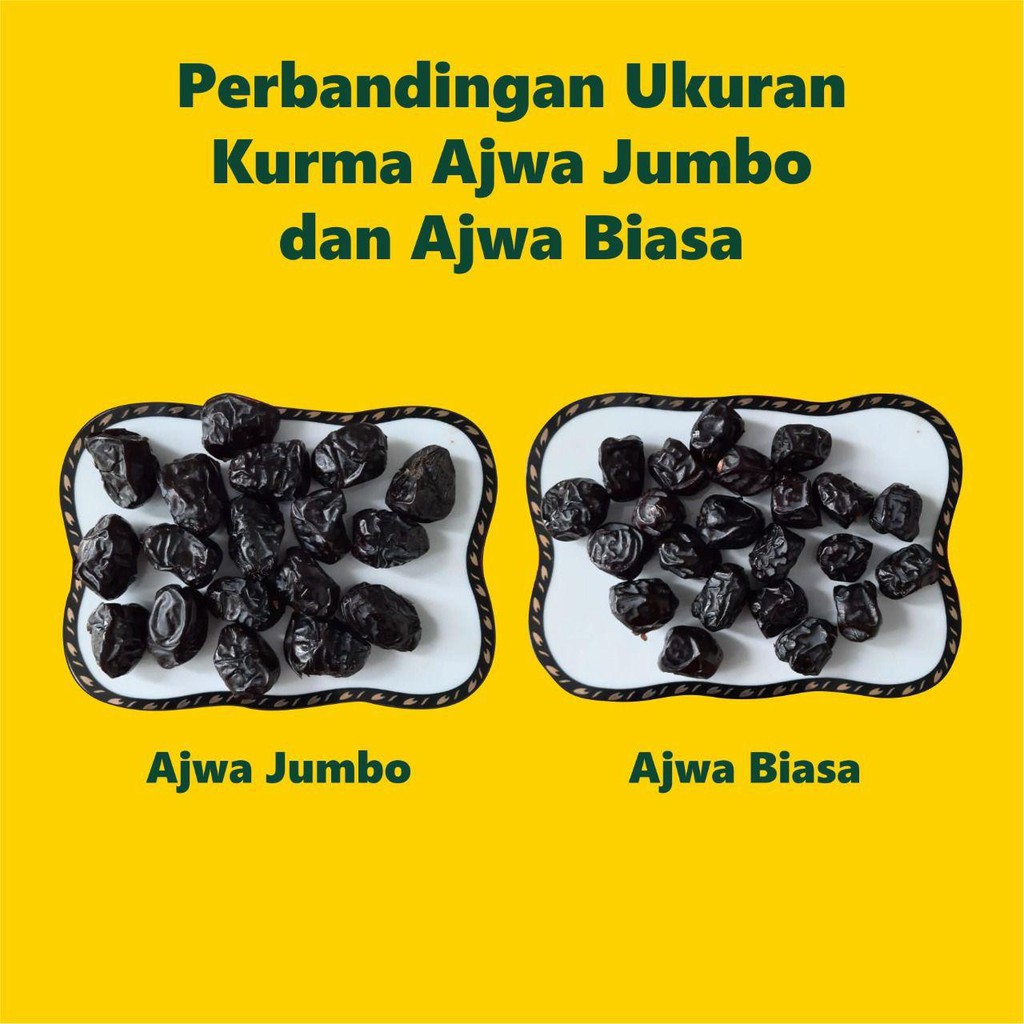 

Kurma Ajwa Madinah ber-BPOM: varian Premium & JUMBO Kualitas Super (0.5 kg)