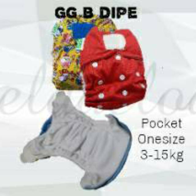 Clodi pocket GG B dipe 3-15kg polos motif set insert terjahit liner