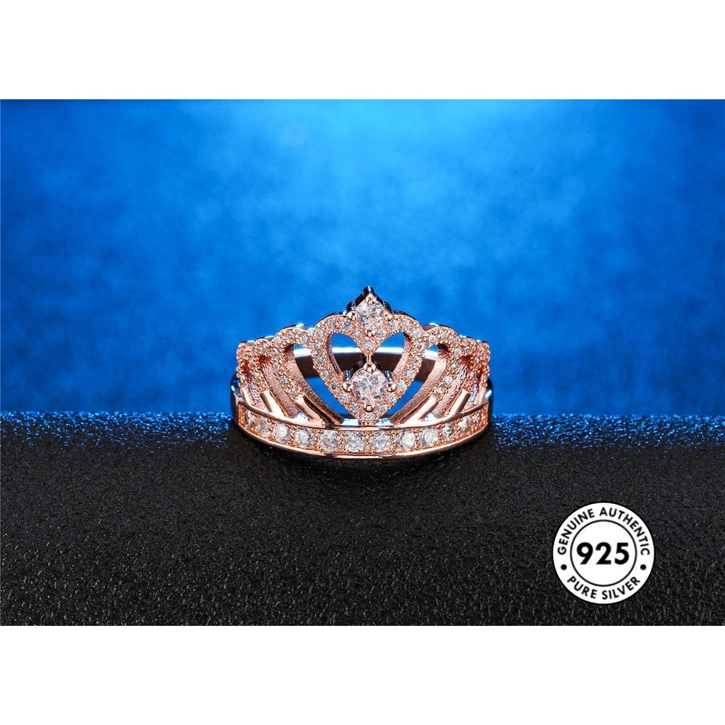 (S925) Cincin Silver Desain Mahkota Kreatif Untuk Wanita