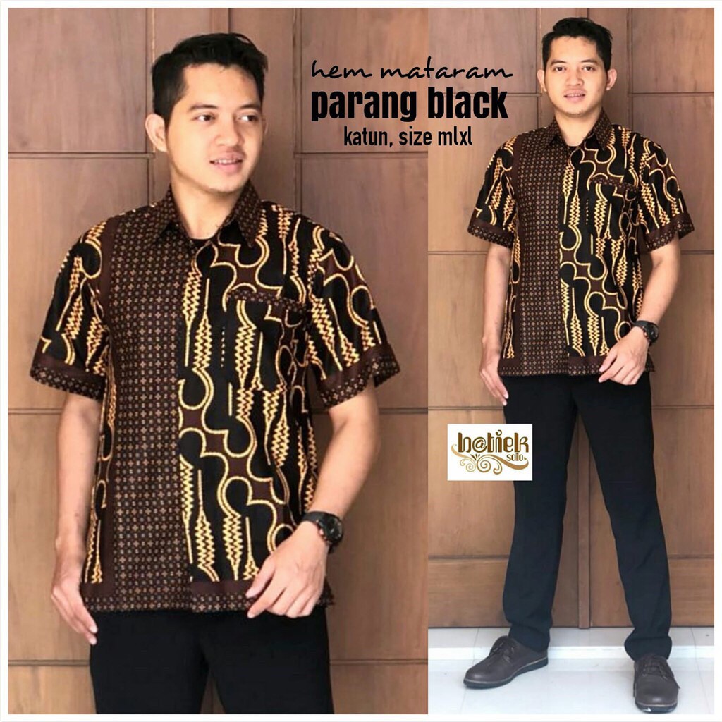 Blus Aserehe Parang Black Jumbo Couple Batik Sarimbit Modern Seragam Kantor