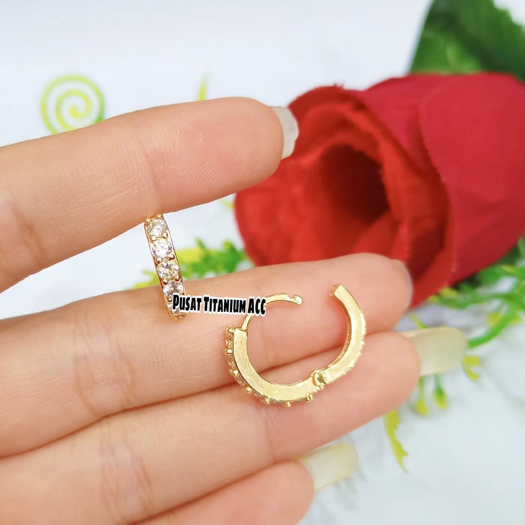 ANTING TITANIUM JEPIT/STUT BARIS SATU JURAY OERMATA ZIRCON PERHIASAN LAPIS EMAS 18K ANTI KARAT&ANTI LUNTUR-3