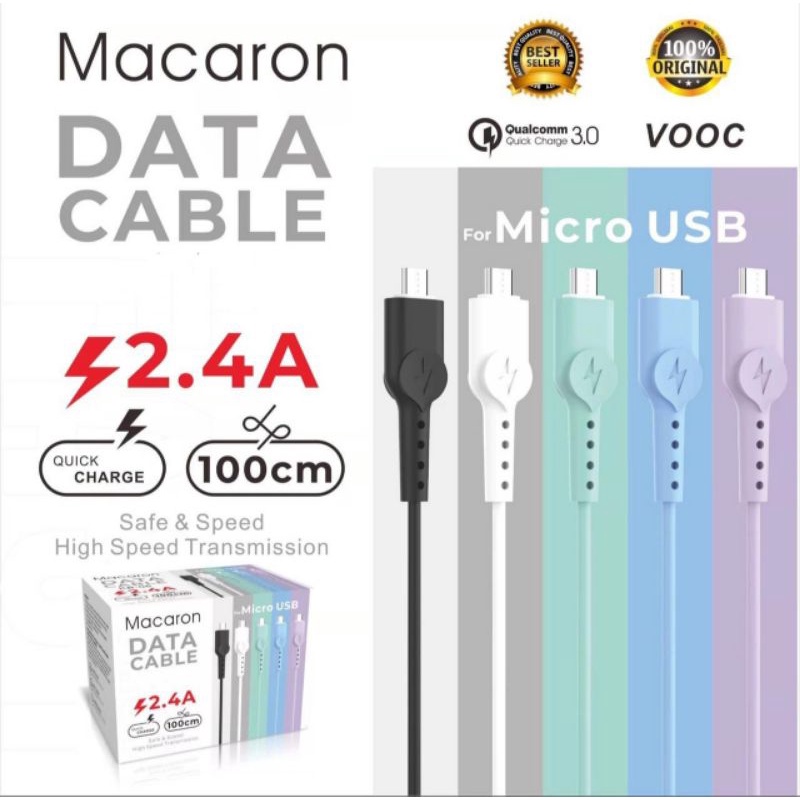 Kabel Data Micro USB Macaron Fast Charging 2.4A