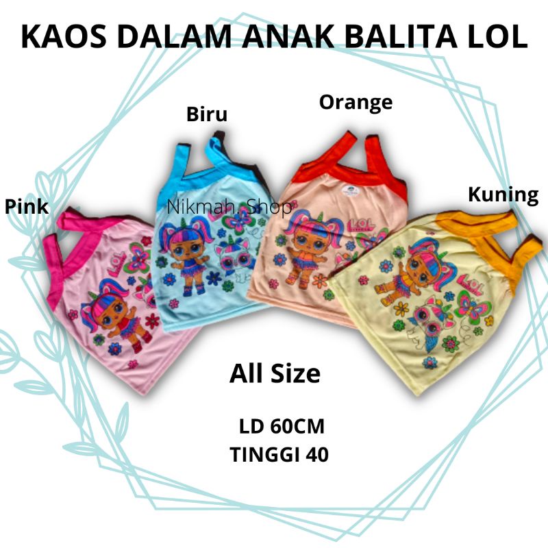 kaos dalam anak balita motif L0L