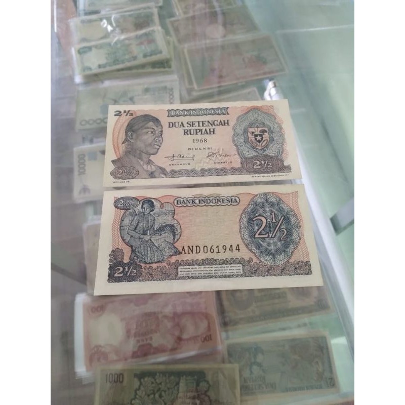 uang kuno 2 setengah rupiah 1968 asli