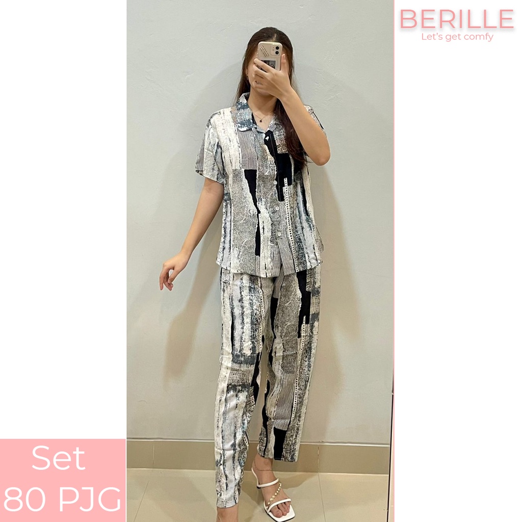 Piyama set Rayon Wanita / Setelan Piyama Wanita Motif / Piyama Rayon Viscose /  Piyama Motif Rayon Viscose Premium Termurah /Piyama Wanita Dewasa / Pajamas / Baju Tidur Wanita / Piyama setelan rayon viscose  (COD)-Set 80 PJG