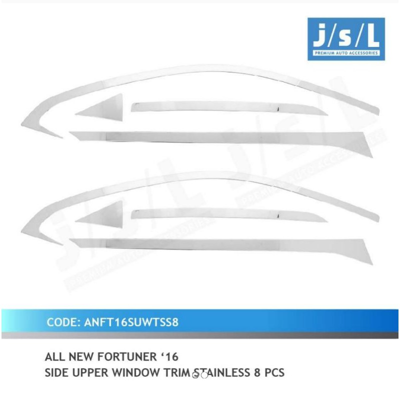 list kaca samping all new Fortuner stainless 8pc chrome jsl