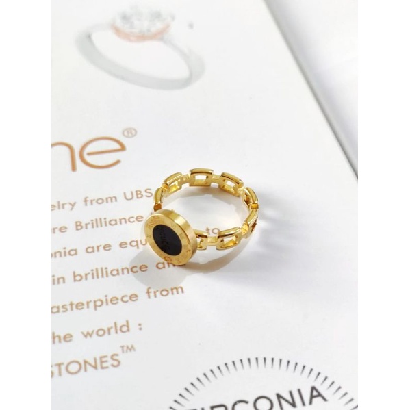 Cincin Fashion Titanium Warna Emas Wanita X12