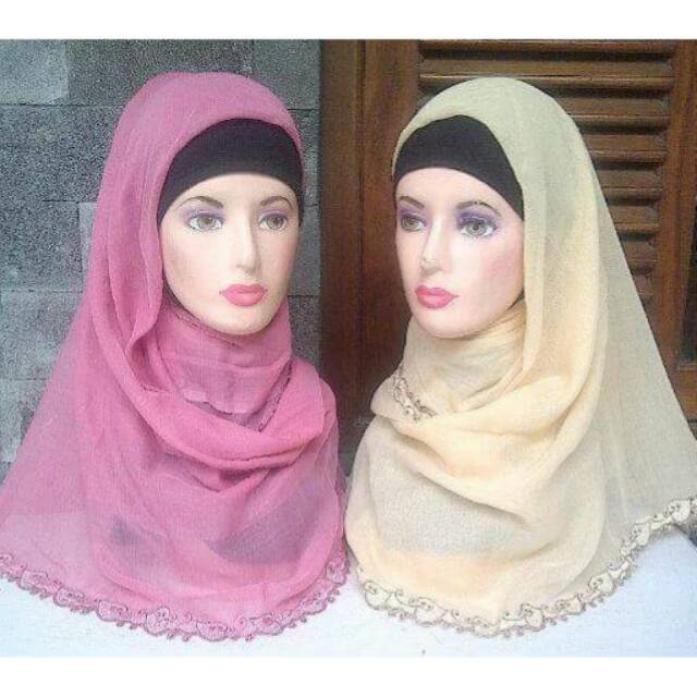 Jilbab segi4 paris bordir