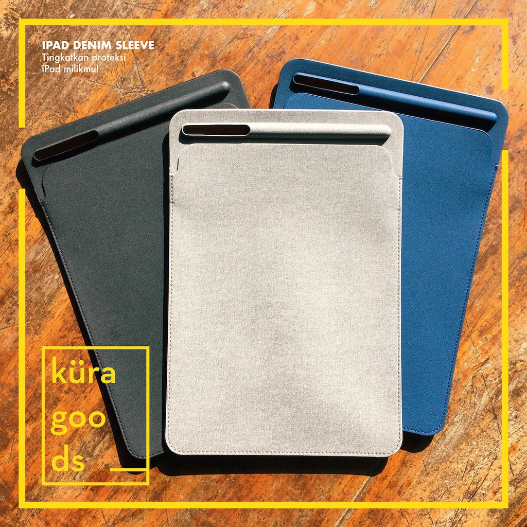 Slim iPad Pro 11 inch 2018 / 2019 dan 2020 Sleeve Case | Denim Jeans dengan Slot Apple Pencil Tas
