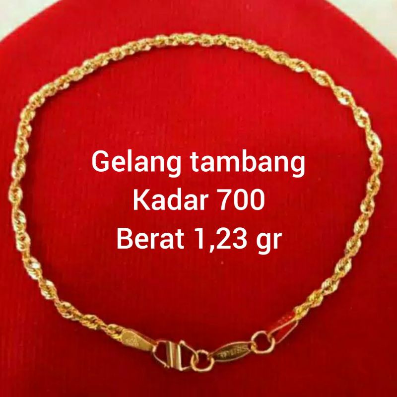 Gelang model pensil korea emas asli kadar 700/16k dewasa