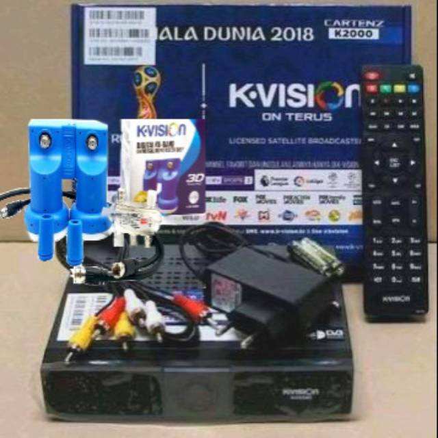 PAKET RECEIVER KVISION C2000 HIBRYD C KU BAND PLUS LNB KVISION KU BAND 2IN1 MONOBLOK