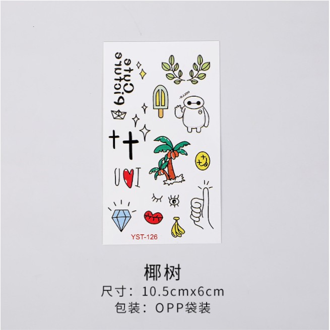 Sticker Mini Cartoon Kartun Tatto Sticker cute watter proof temporary warna [E1-2]-T 1