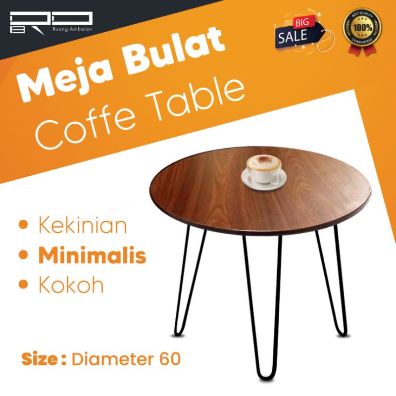 Meja Bulat Minimalis Kaki Besi Meja Bundar Sofa Ruang Tamu Coffee Table Meja Cafe Kopi Round Table Shopee Indonesia