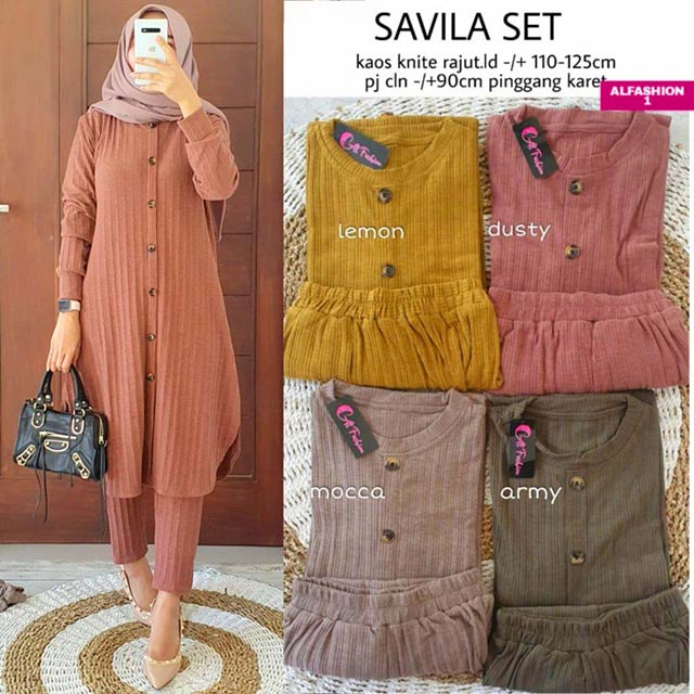 Setelan Wanita Kaos Knit Rajut Import Tebal Adem Nyaman Bagus Fashion Muslim Remaja Kekinian Savila 