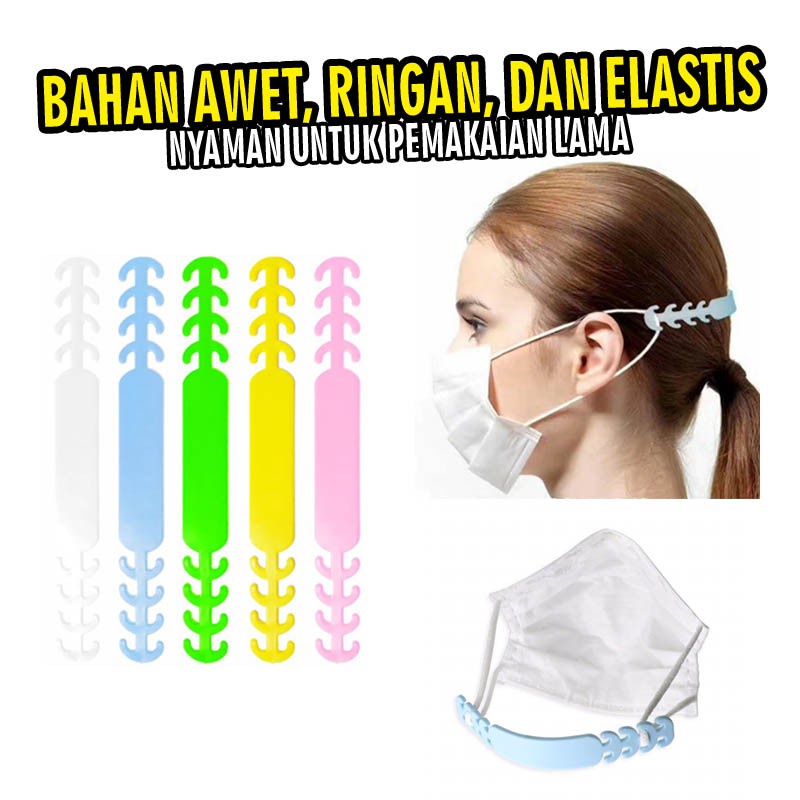 Pengait Masker/penyambung masker Silikon Hook Konektor Tali Masker Plastik Lentur Hijab Random