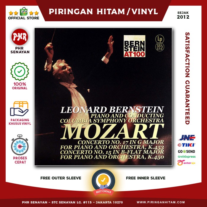VINYL LEONARD BERNSTEIN - MOZART PIANO CONCERT 15 & 17[PIRINGAN HITAM]