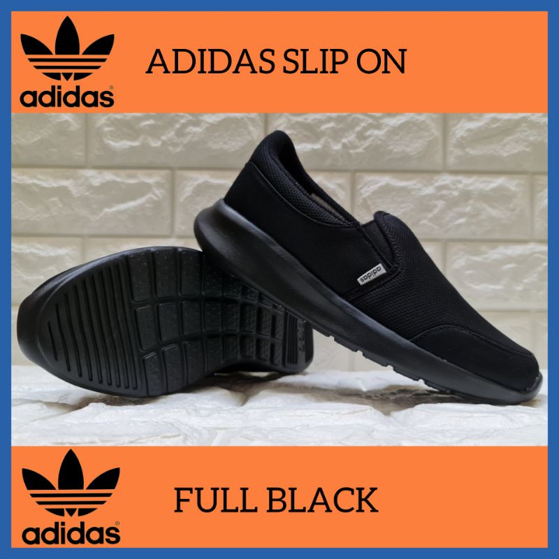 SEPATU ANAK DAN DEWASA SEKOLAH ADIDAS SLIP ON HITAM SIZE 31 - 44 / SEPATU SNEAKERS ANAK COWOK CEWEK UNISEX USIA 5 TAHUN KE DEWASA / SEPATU SEKOLAH PAUD TK SD SMP SMA KULIAH DEWASA JUNIOR KIDS COUPLE UNISEX PROMO