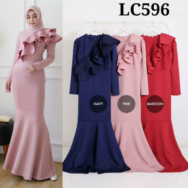 RESTOCK Gamis LC596  dress muslim duyung gamis 596 gamis pesta layer fashion muslim busana 9596