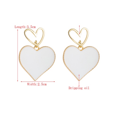 LRC Anting Tusuk Fashion Black Love Dropping Hollow Alloy Earrings K36815