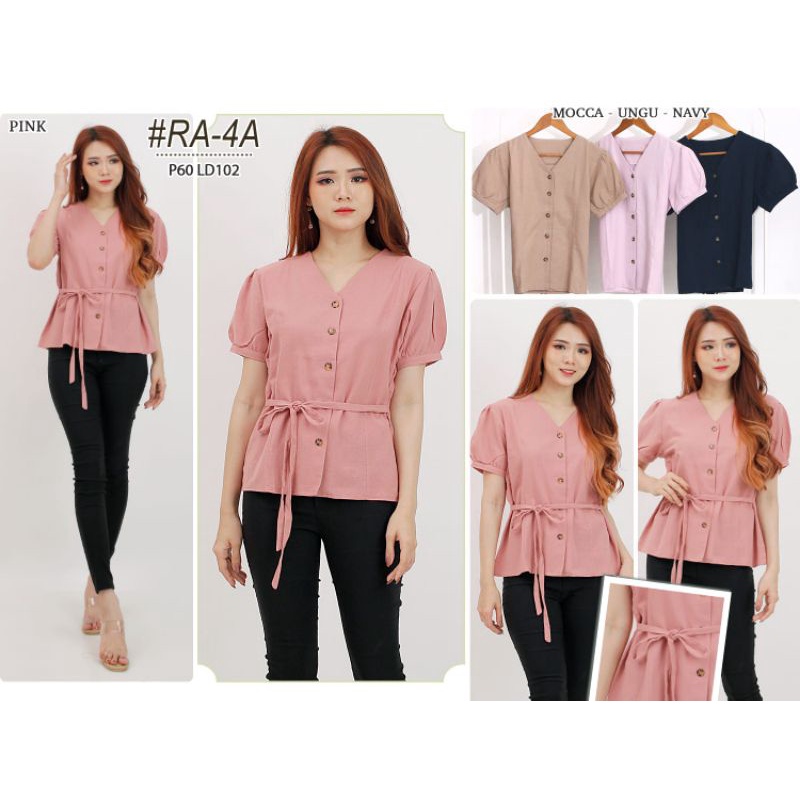 Atasan Polos BV RA-4A /Blouse Polos Bahan Linen HQ