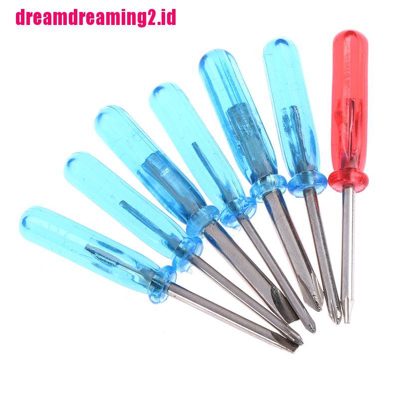 （✔✔❤7pcs / set Obeng cross mini 45mm x 3mm Warna Biru Untuk Reparasi