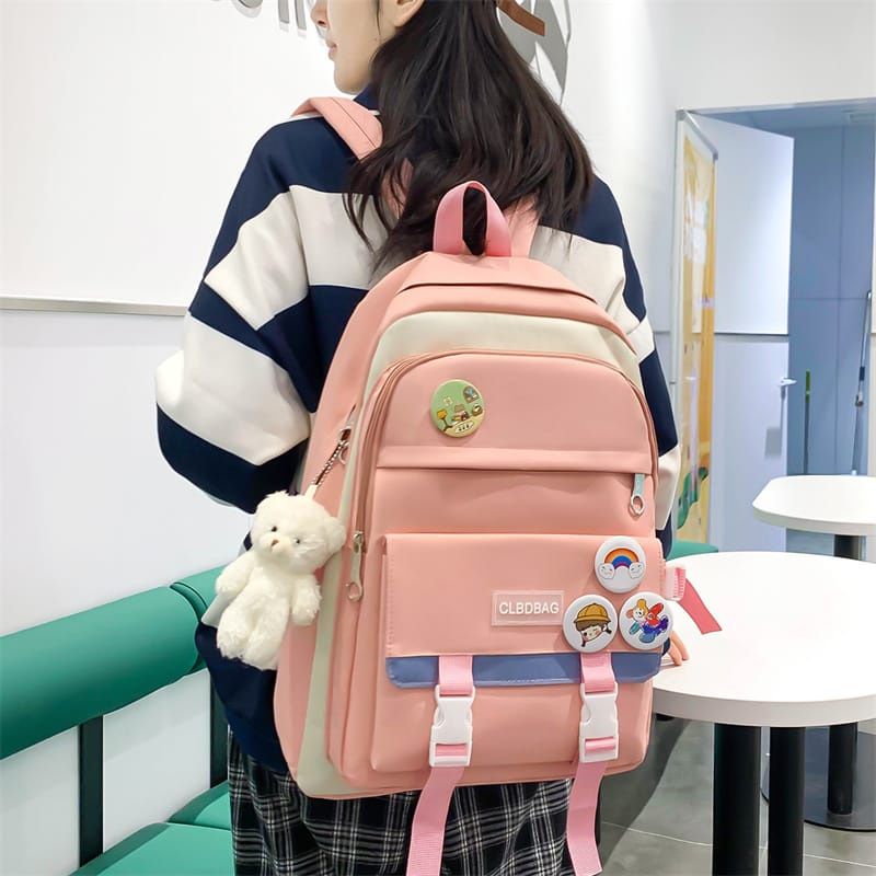 Tas Ransel Wanita backpack Fashion Laptop Sekolah Bahan Kanvas