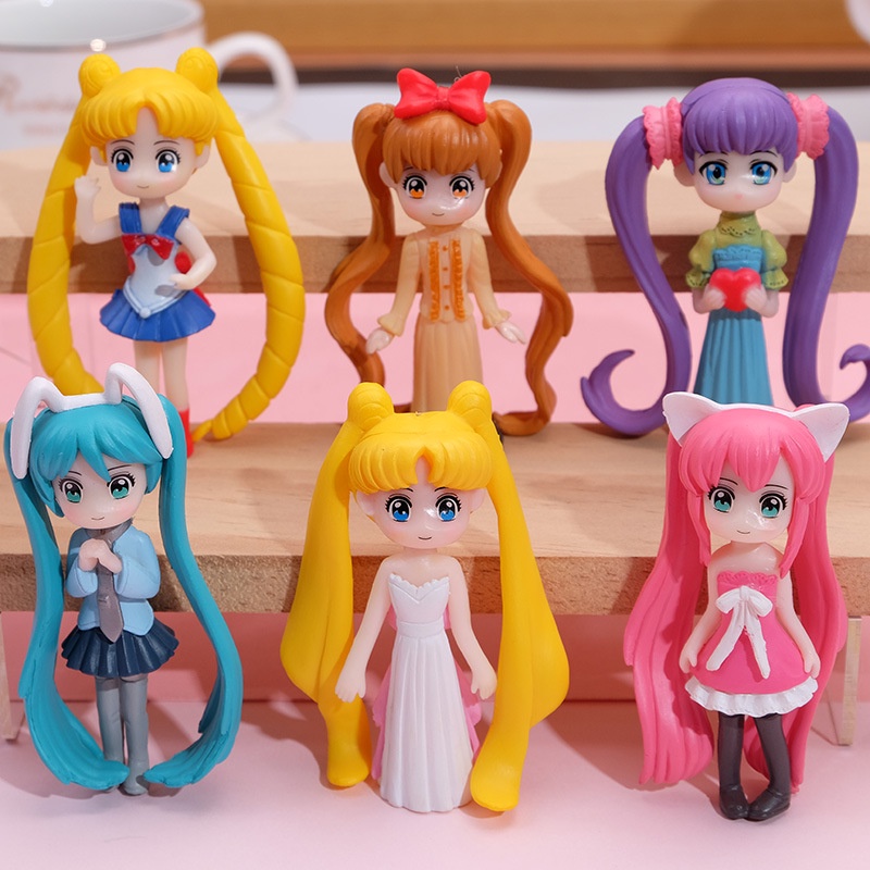 1pc Gantungan Kunci Boneka Action Figure Anime Sailor Moon Chibiusa Hino Rei Jupiter Bahan Resin Untuk Aksesoris Perempuan