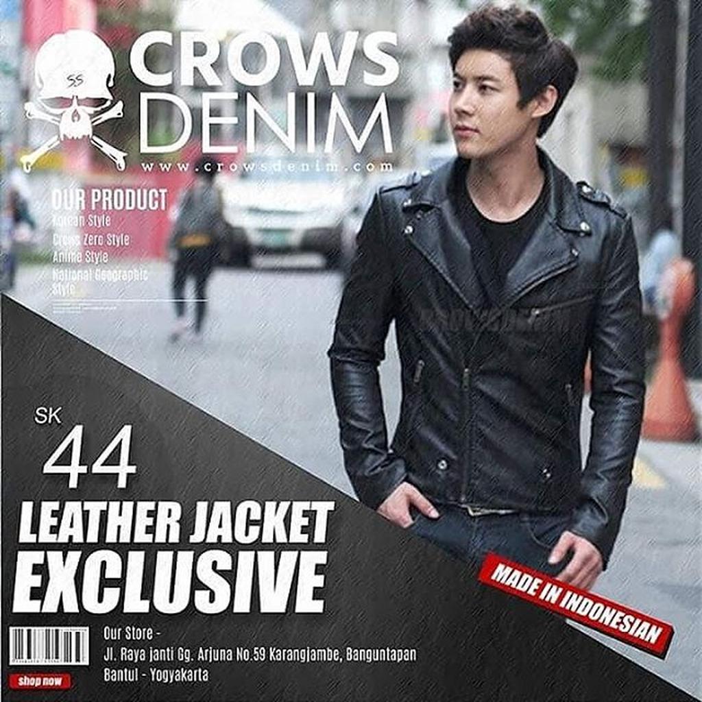 JAKET KULIT RAMONES, JAKET COWK, JAKET MOTOR, JAKET BIKERS, JAKET ORI CROWS DENIM, SK44