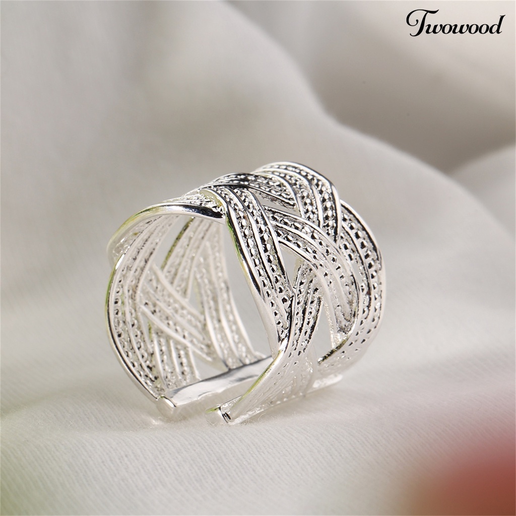 Cincin Model Terbuka Bahan 925 Silver Plated Gaya Etnik Untuk Wanita