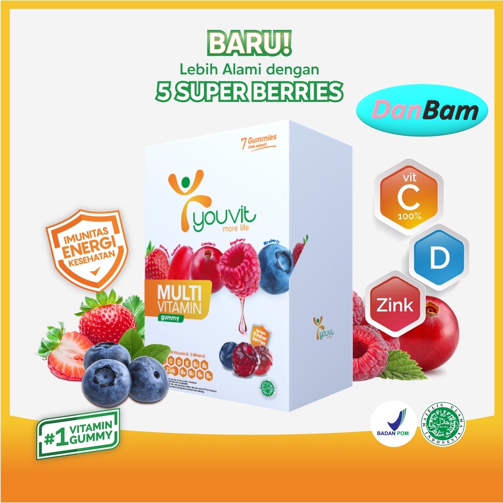 Youvit Box Isi 6 Bungkus 42 Gummy Dewasa, Anak, Beauti, dan Omega-3 Kafe G Acno Beauti+