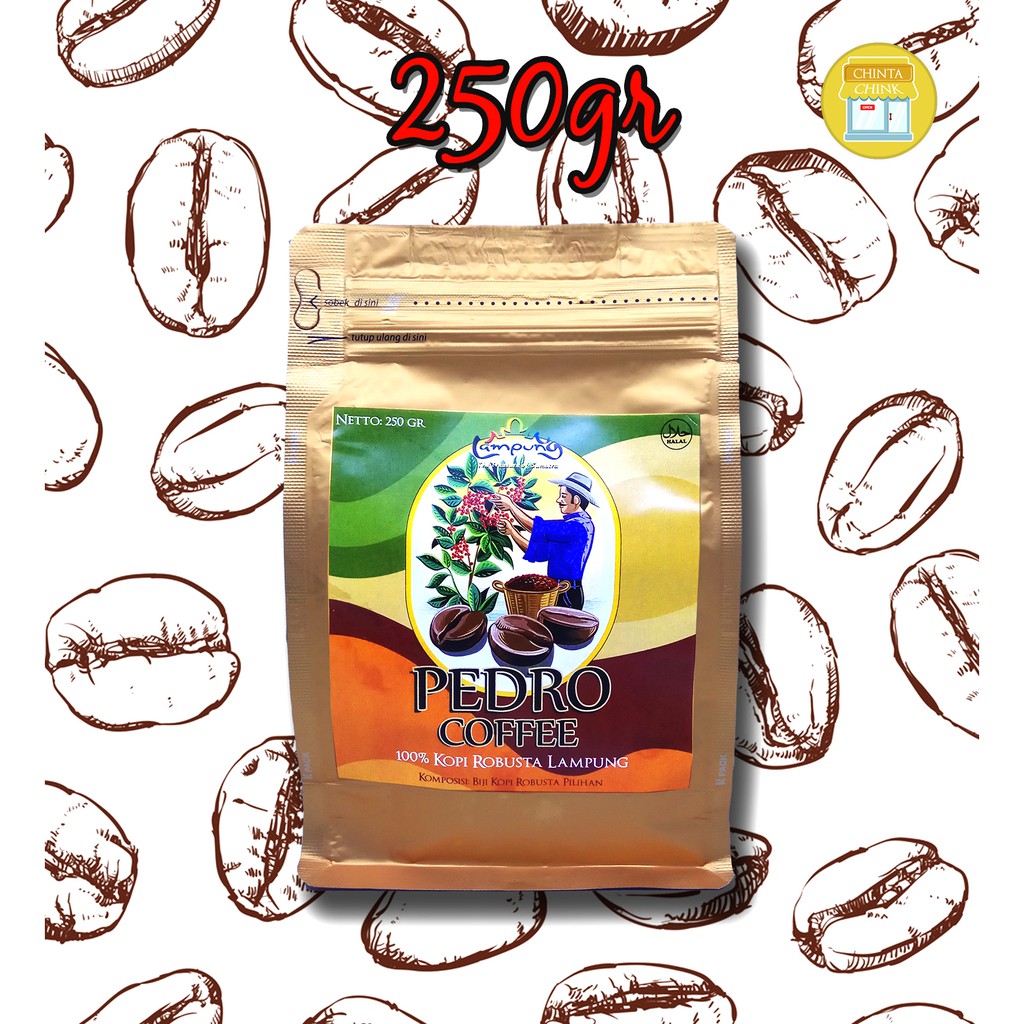 

Pedro Coffee 100% Kopi Robusta Asli Lampung Berat 250g