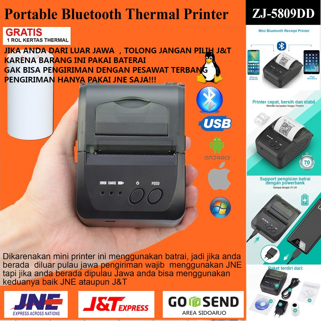 New Arrival Mini Portable Bluetooth Thermal Receipt