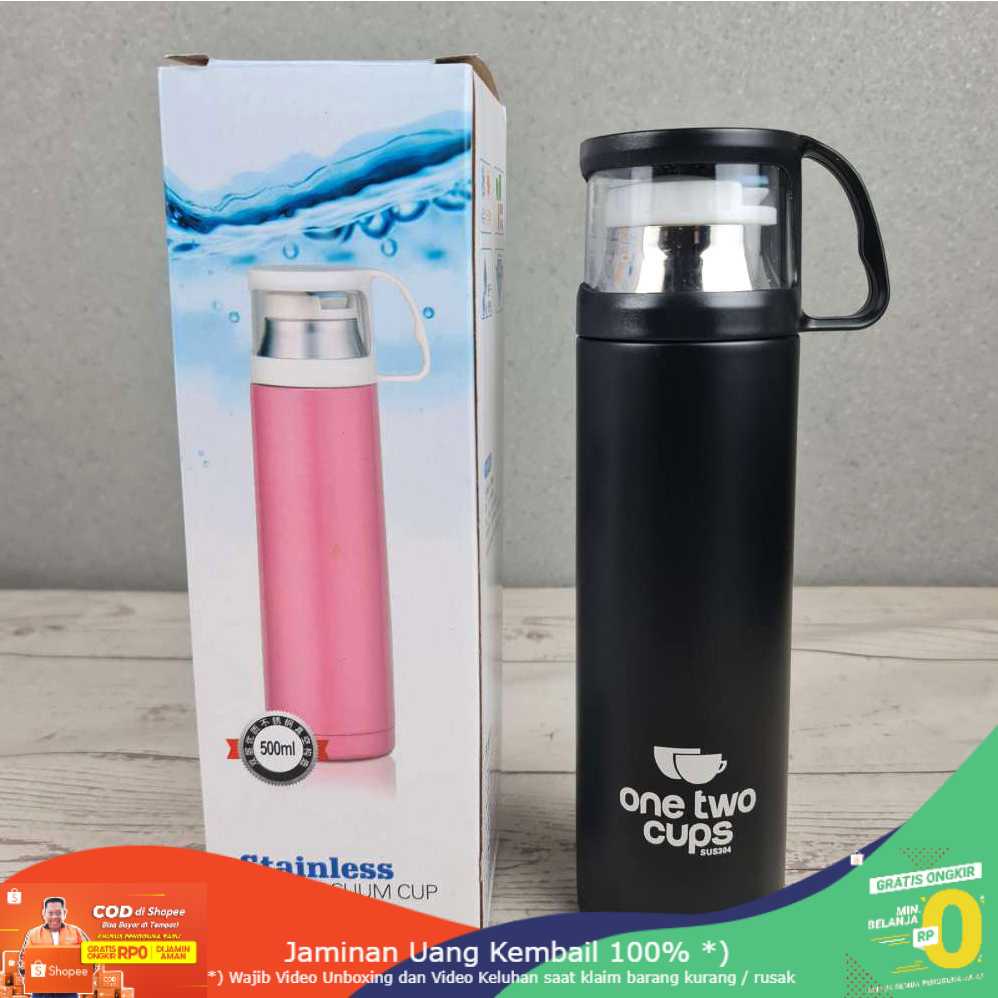 (BISA COD) RVOSTR  Botol Minum Thermos with Cup Head 500ml - SUS304