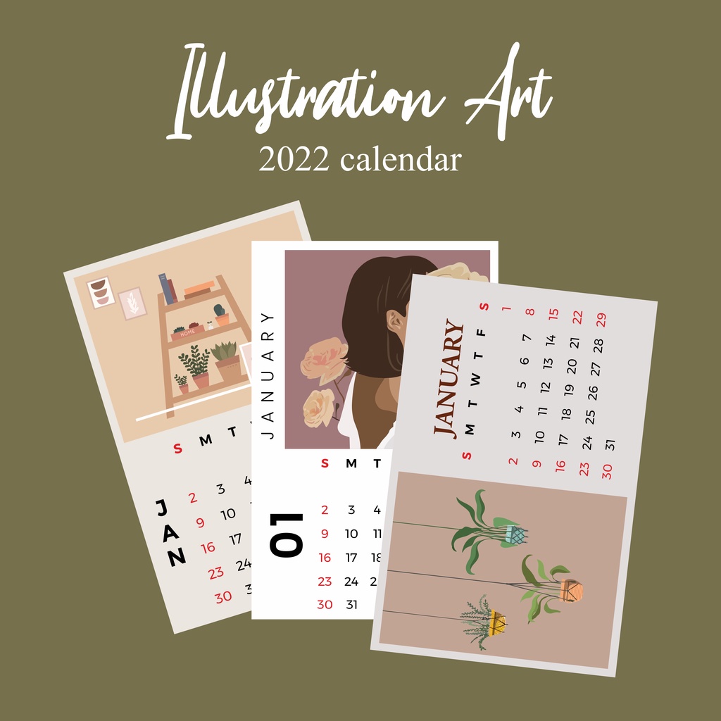 

2023 CALENDAR WITH AESTHETIC ILLUSTRATION BOHO DESIGN