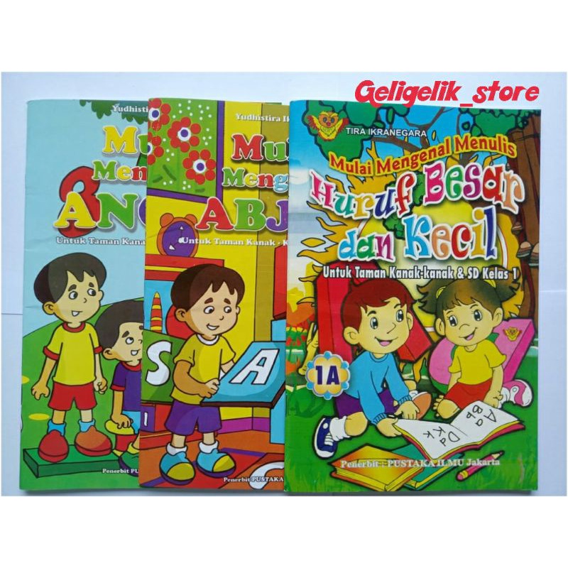 BUKU BELAJAR ANAK KECIL MULAI MENGENAL ANGKA / ABJAD / HURUF BESAR KECIL