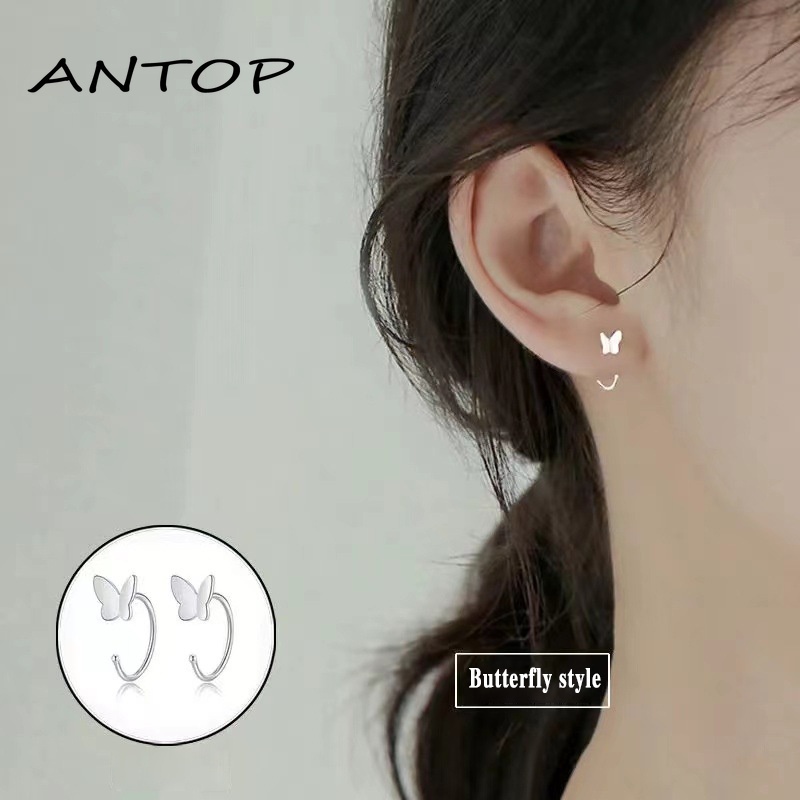 Fashion Sederhana Anting-Anting Kecil Kait Telinga Tindik Telinga Anti-Alergi Aksesoris Telinga Untuk Wanita ANTOP