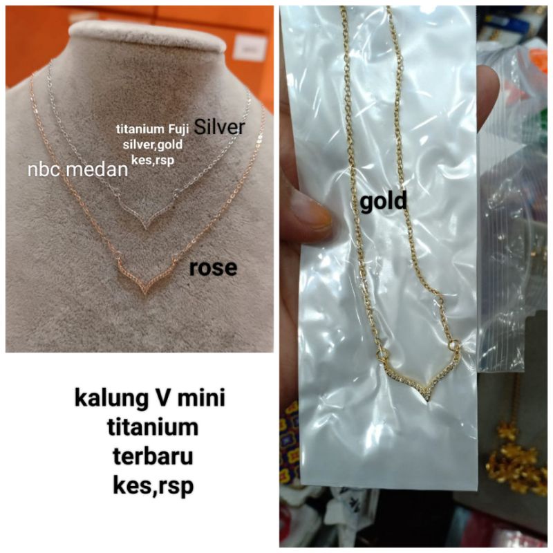 Kalung Fuji v Titanium asli, tidak luntur,koleksi NBC.medan