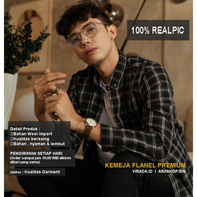 (REALPIC-COD) KEMEJA FLANEL LENGAN PANJANG UNISEX l KEMEJA FLANEL WANITA I KEMEJA FLANEL PRIA l KEME