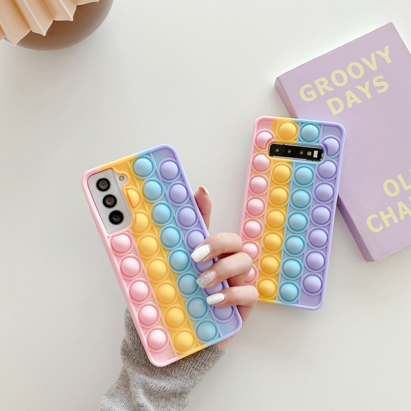 Soft Case Samsung A01 A02 A02S A10E A30 A20 S20 FE S20FE Pop It Bubble Casing Sensory Game