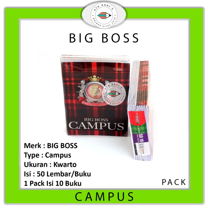 

CODE622 BIG BOSS EXERCISE BOOK/BUKU TULIS CAMPUS 50 50 SHEETS/BOOK