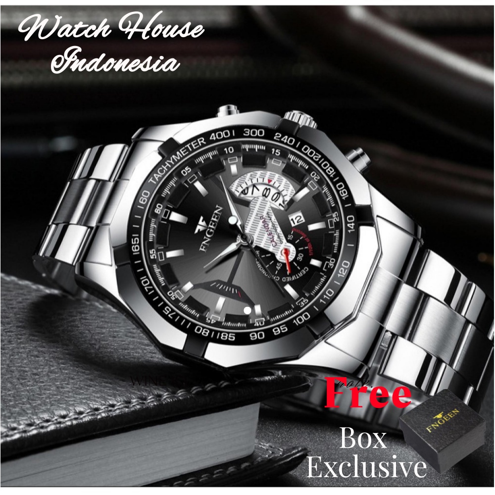 (COD) Jam Tangan Pria FNGEEN S001 Luxury Stainless Steel Waterproof