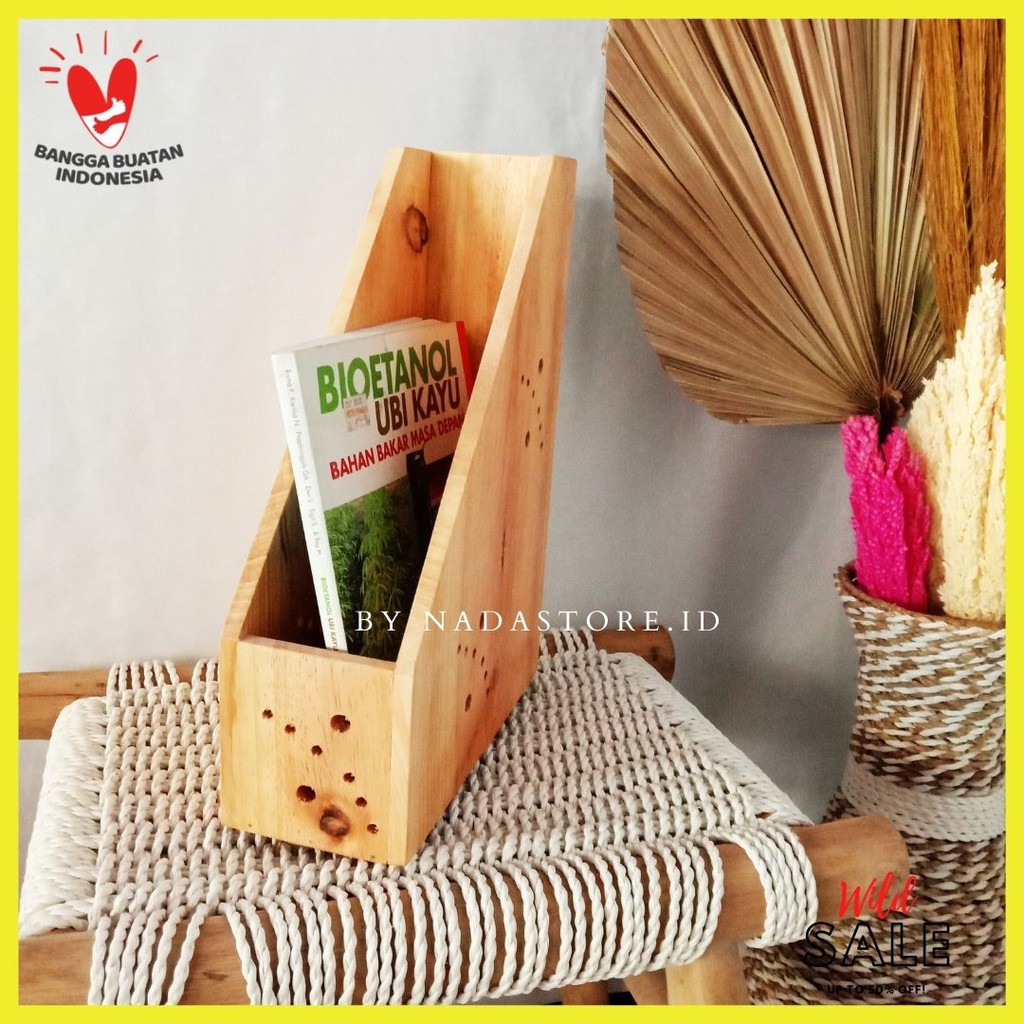 Bamboo Magazine Box in Natural Handmade by Nadastore Code W-013