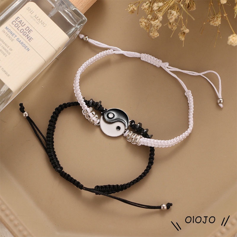 Couple Gelang Tali Handmade Bracelet Dapat ​Disesuaikan Desain Yin Yang Tai Chi Trigram Untuk Pasangan - ol