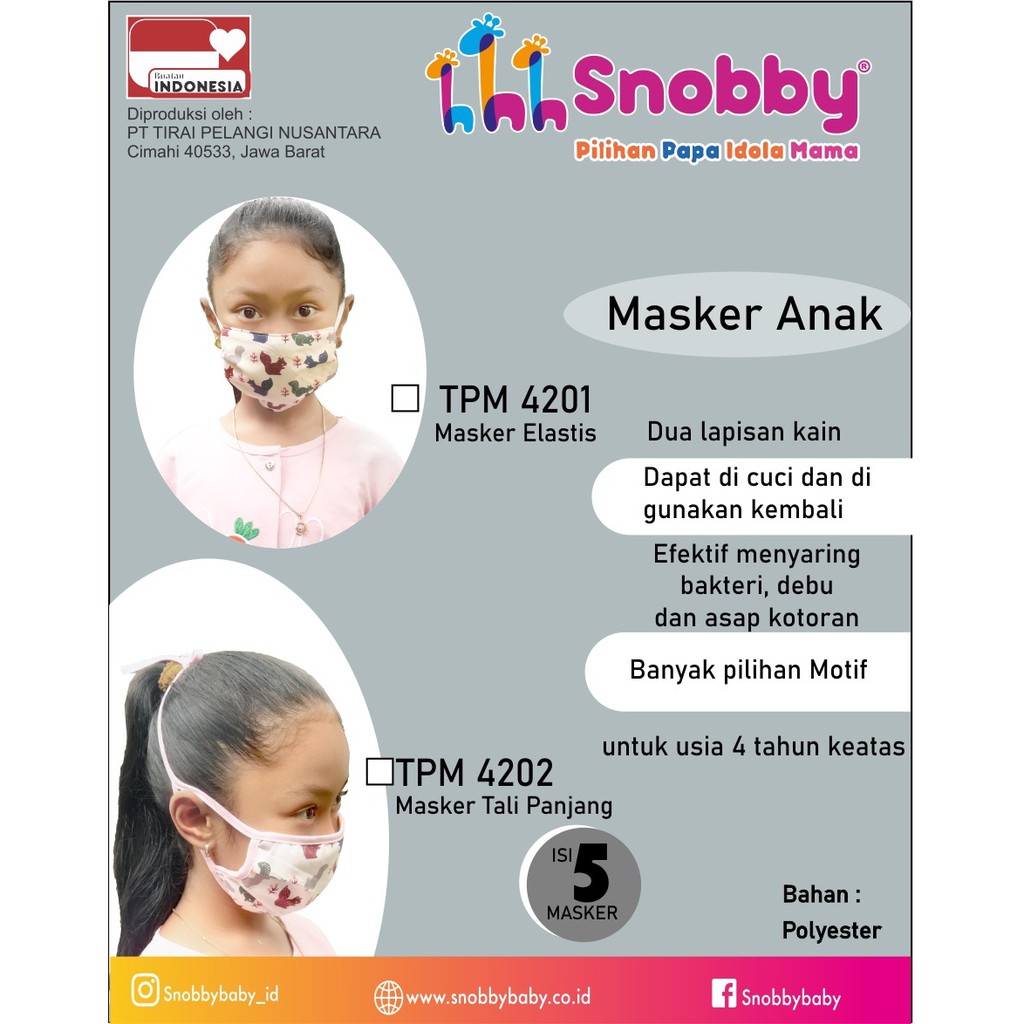 5 PCS MASKER ANAK SNOBBY TPM 4202 TPM 4201