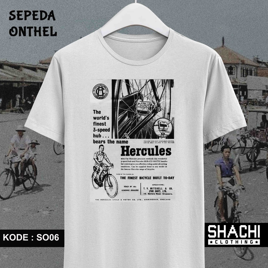T Shirt Kaos Sepeda Onthel Ontel  - HERCULES -  Premium Cotton Combed 24S